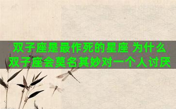 双子座是最作死的星座 为什么双子座会莫名其妙对一个人讨厌